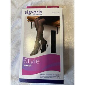 Sigvaris Sheer Womens Pantyhose Black 15-20mmHg Size SM NIB